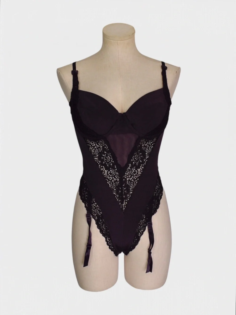 Victorias Secret 90s Vintage Mesh Lace Garter Teddy Bodysuit
